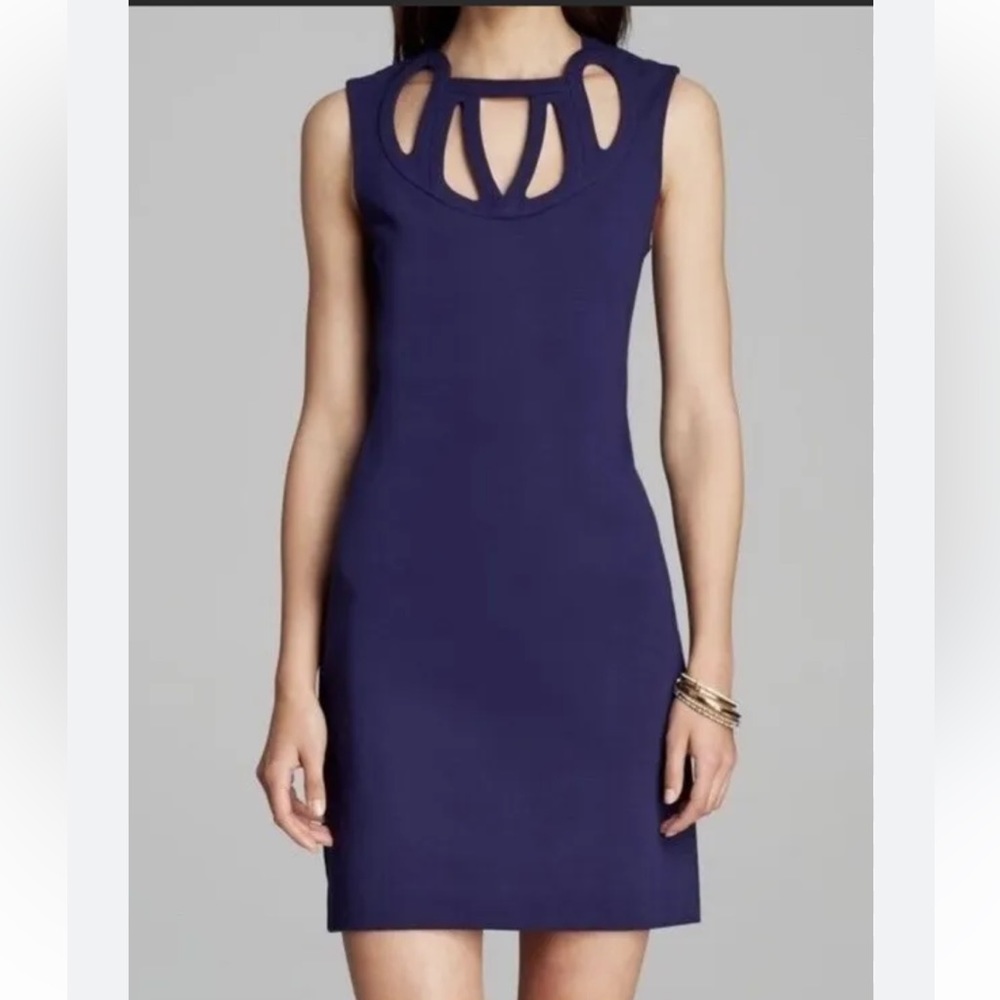 Diane Von Furstenberg Amy Navy Blue Cutout Sleeveless Dress Sz 4